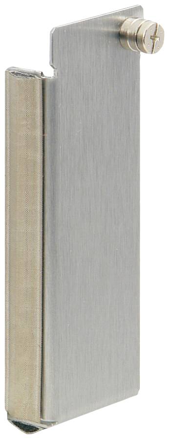 'Metallklammer aus Edelstahl mit Schraube', die als Verbindungselement verwendet wird.