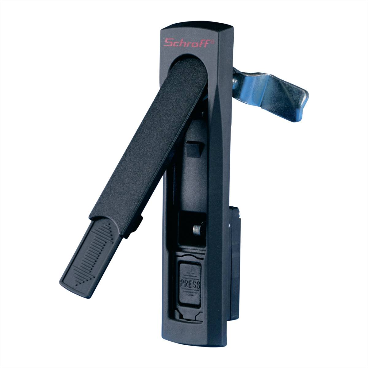 Schwarzer Gehäusegriff mit Hebelmechanismus, Markenname 