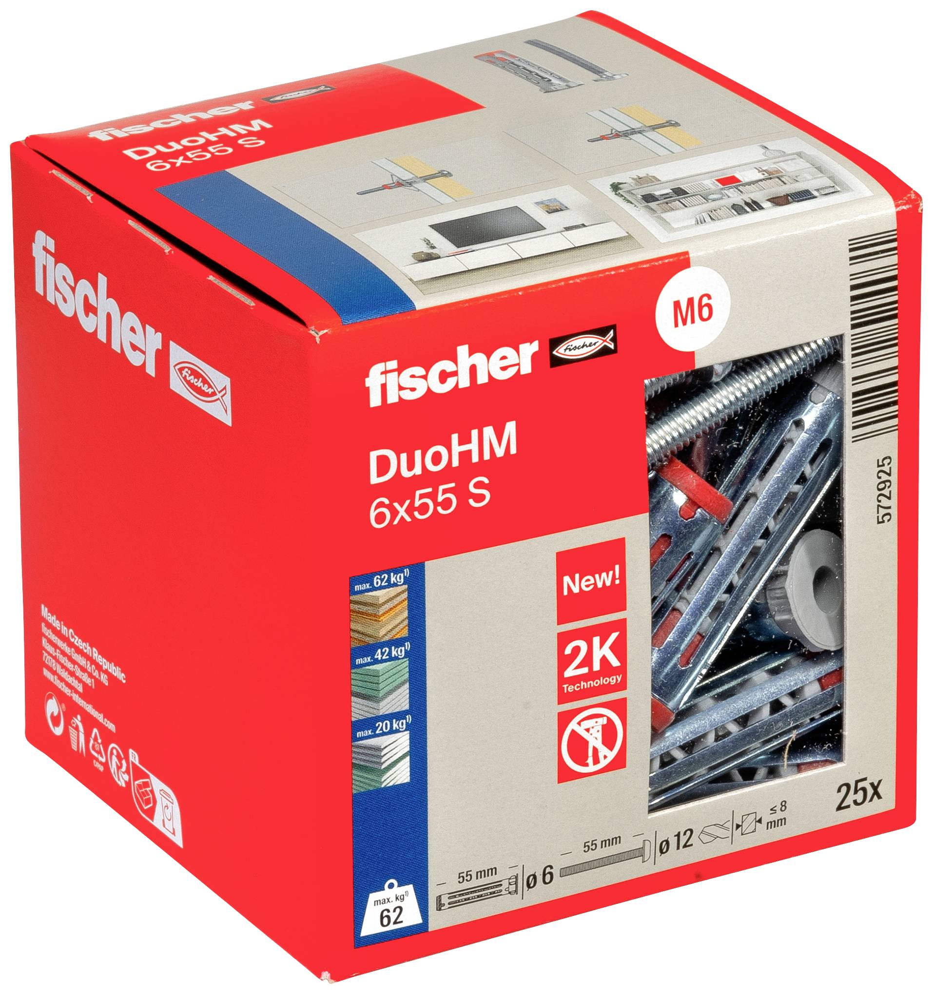 Fischer 572925 DuoHM 6x55 S PH TX Hohlraumdübel 55mm 25St.