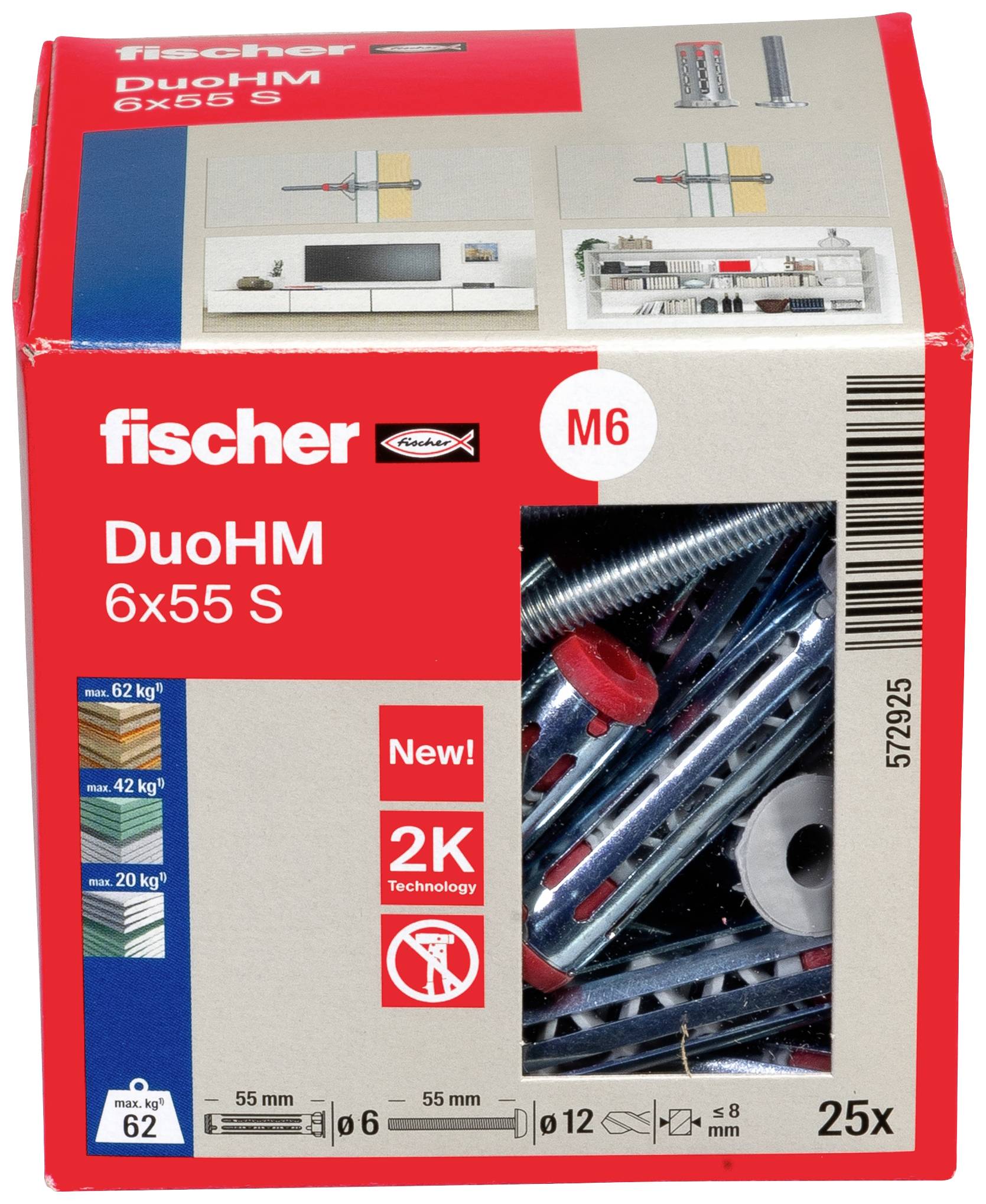 Fischer 572925 DuoHM 6x55 S PH TX Hohlraumdübel 55mm 25St.