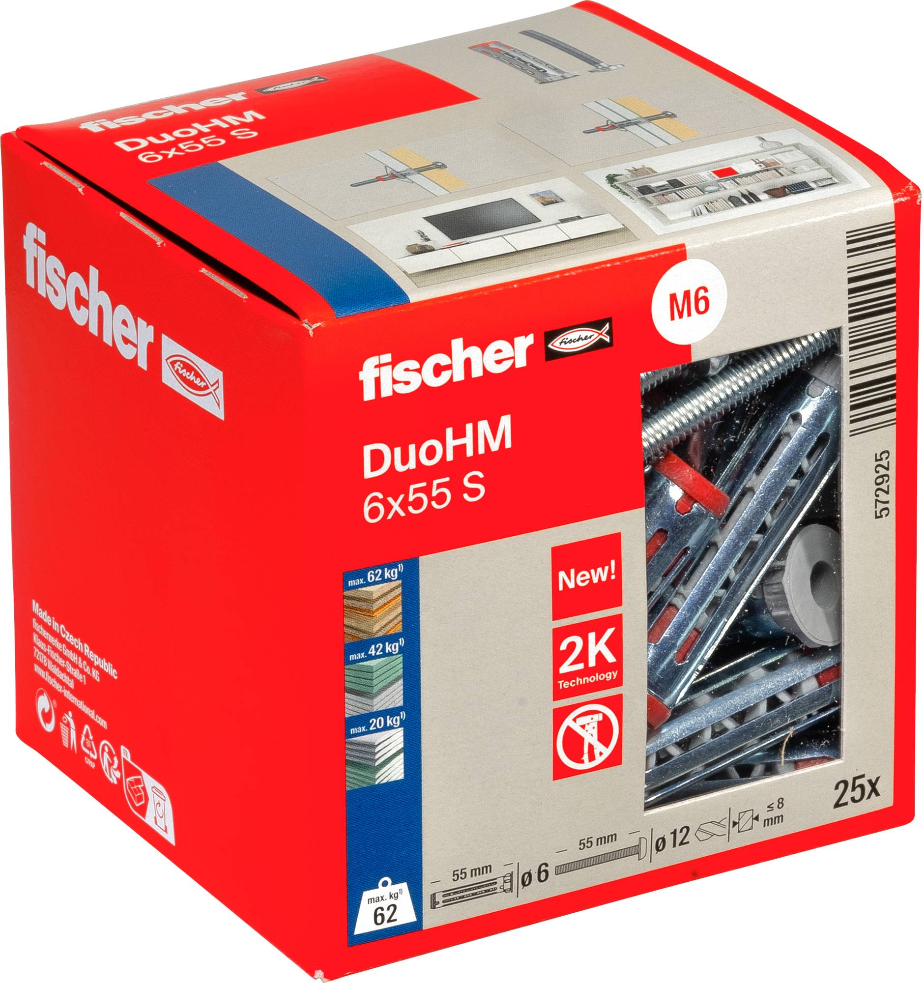 Fischer 572925 DuoHM 6x55 S PH TX Hohlraumdübel 55mm 25St.