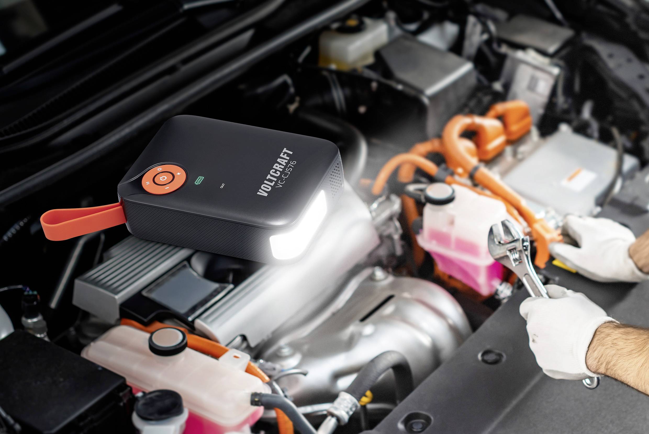 VOLTCRAFT Schnellstartsystem VC-CJS76 VC-16024485 Starthilfestrom (12 V)=300A 12 V-Ausgang 2x, USB-Steckdose 2x, Lade- und