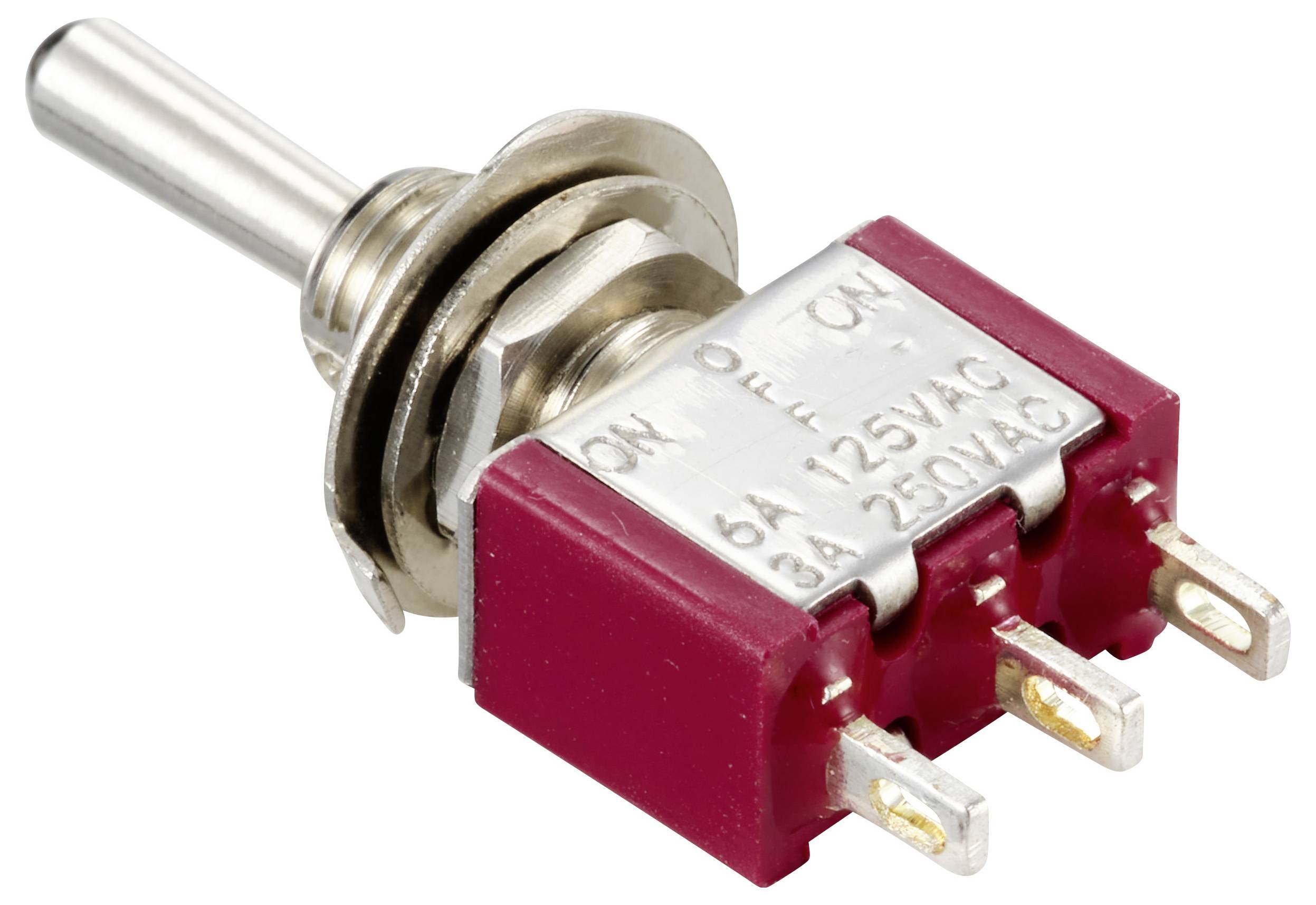 TRU COMPONENTS TC-12819612 Kippschalter 125 V/AC, 250 V/AC 6A 1 x (Ein)/Aus/(Ein) tastend