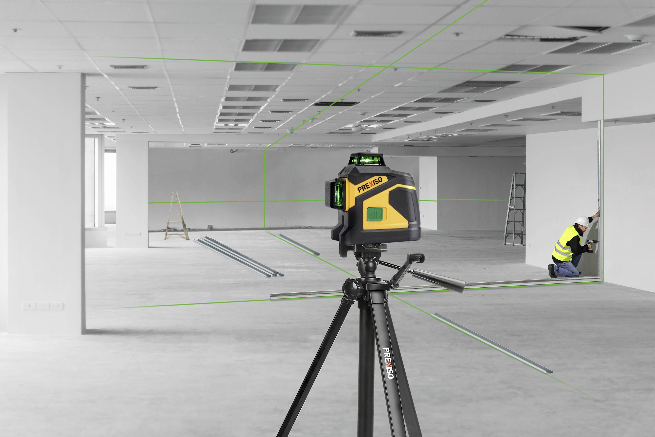 Prexiso PLC3-360G 360°-Linienlaser grüner Laser, inkl. 360° Laser, inkl. Akku, inkl. Box Reichweite (max.): 60m