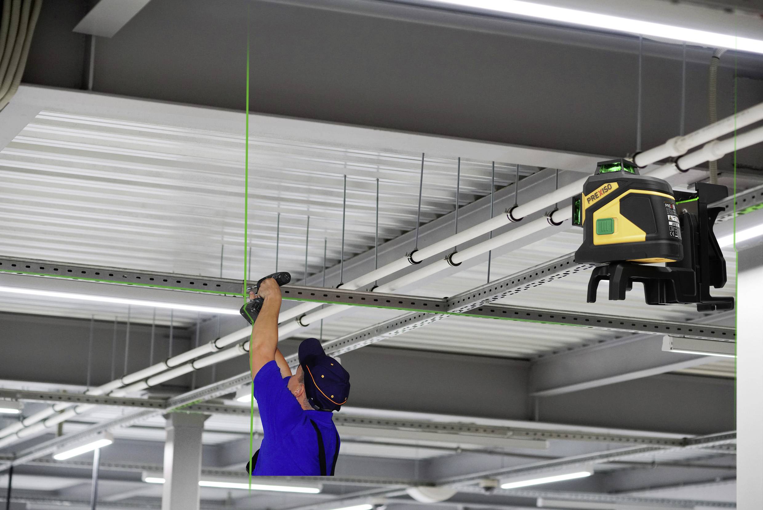 Prexiso PLC3-360G 360°-Linienlaser grüner Laser, inkl. 360° Laser, inkl. Akku, inkl. Box Reichweit