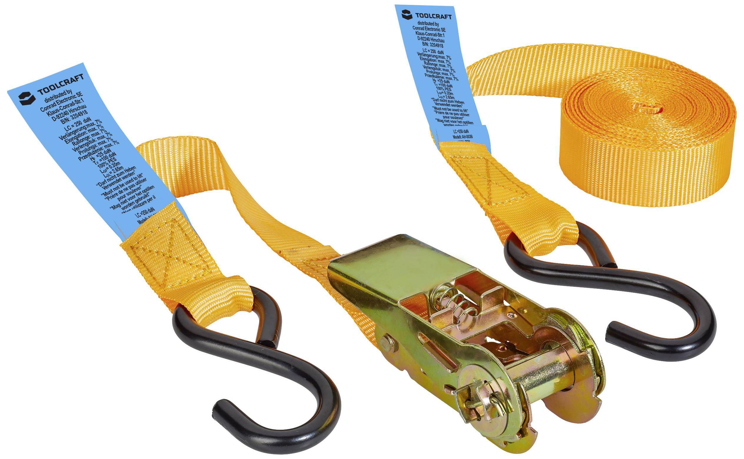 TOOLCRAFT TO-9614754 Zweiteiliger Spanngurt Zugkraft LC Niederzurren (einzeln/direkt)=250 daN