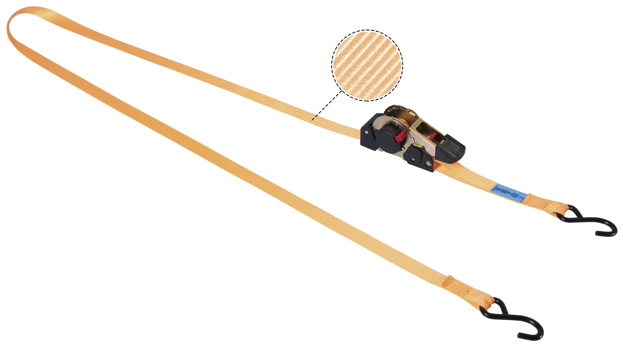 TOOLCRAFT TO-9614760 Zweiteiliger Spanngurt Zugkraft LC Niederzurren (einzeln/direkt)=320 daN (L x B) 3m x 25mm Ratsche EN 12195-2