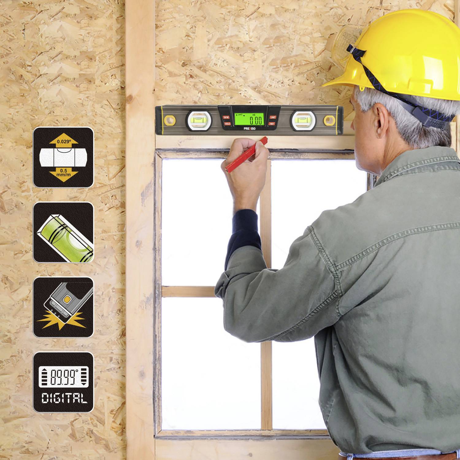 Prexiso PTD250 Digitale Wasserwaage 290 mm 0.05 °