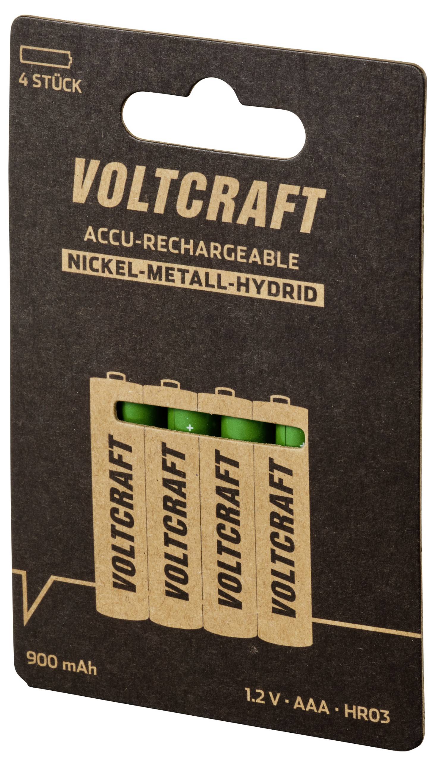 VOLTCRAFT VC-16026040 Micro (AAA)-Akku NiMH 900 mAh 1.2V 4St.