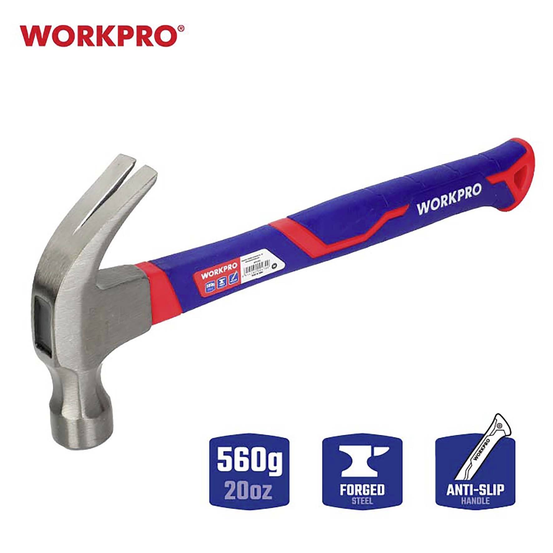 WorkPro WP241012 Klauenhammer ergonomischer Griff, hart 560g 1St.
