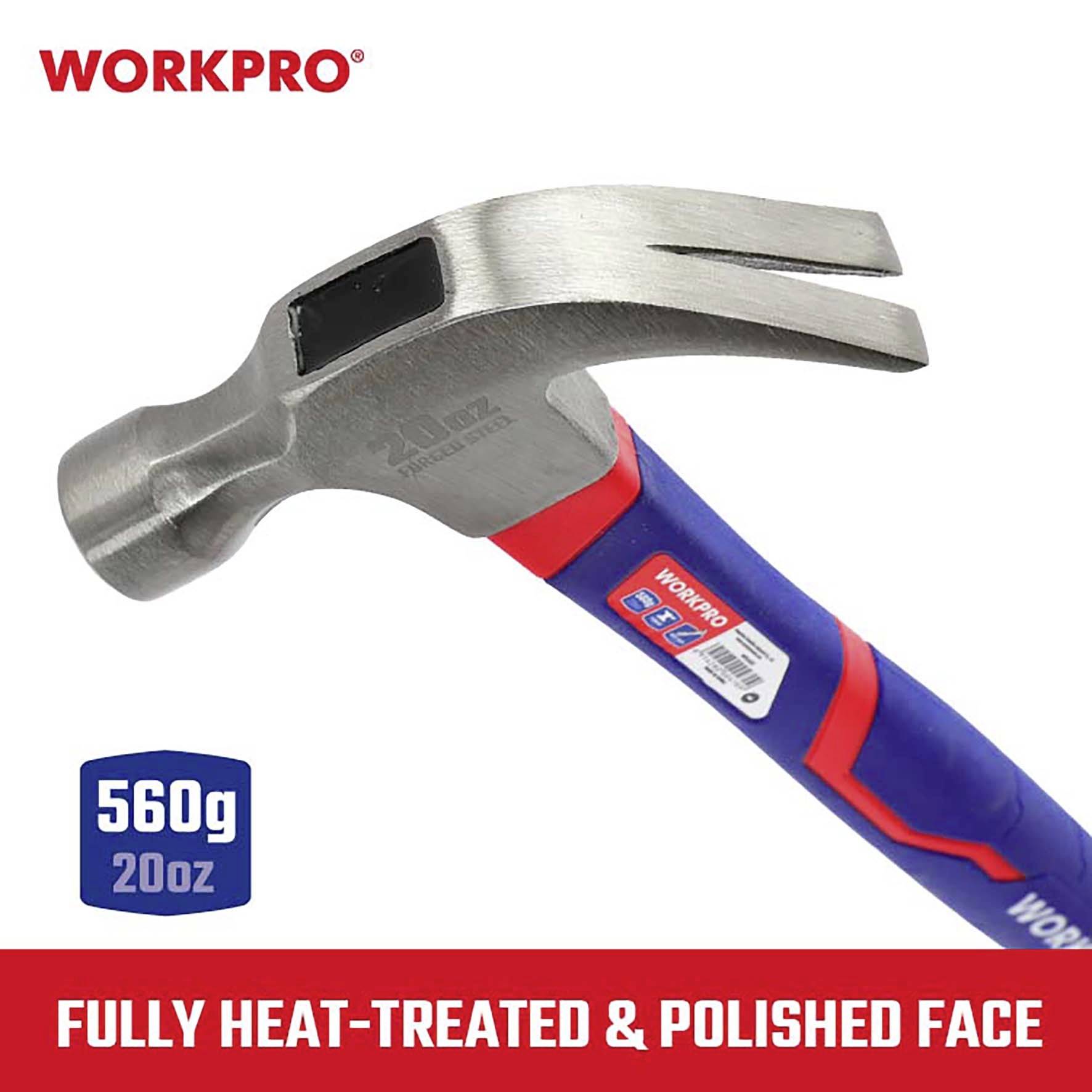 WorkPro WP241012 Klauenhammer ergonomischer Griff, hart 560g 1St.