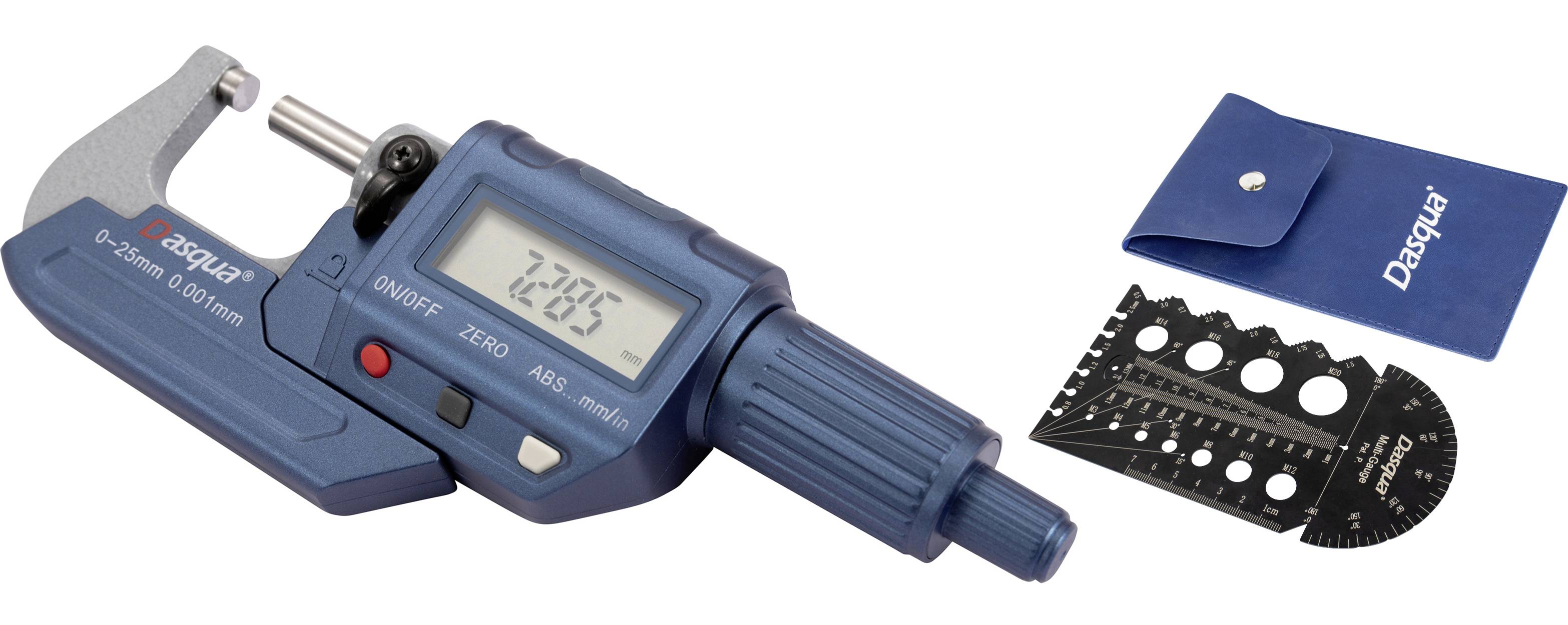 Dasqua 4230-2005 + 8511-0060 Bügelmessschraube mit digitaler Anzeige 0 - 25 mm Ablesung: 0.001 mm