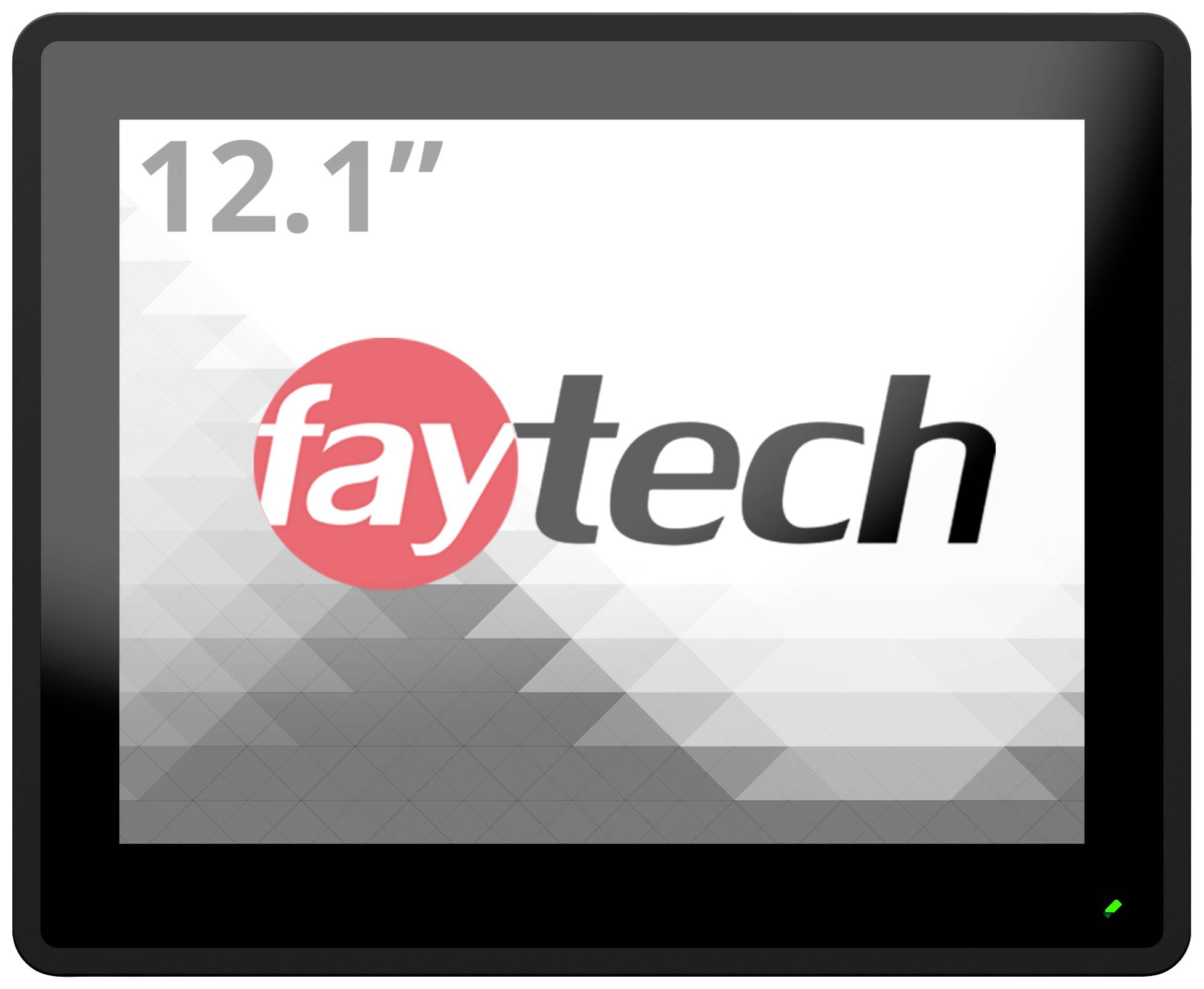 Ein 12,1-Zoll-Touchscreen-Monitor mit dem Markenlogo 'faytech' auf dem Bildschirm.