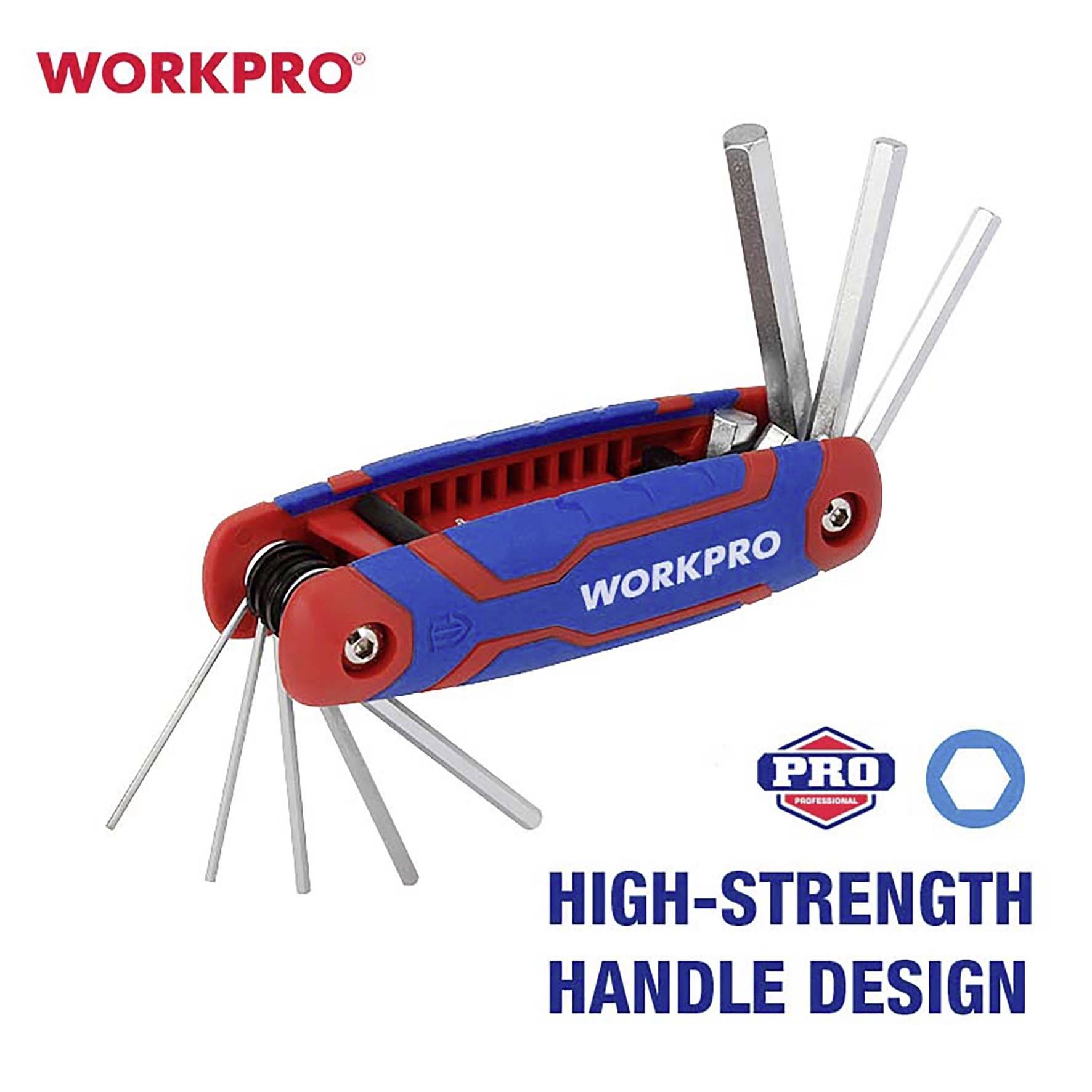 WorkPro Außen-Sechskant Sechskantschlüssel 1.5 mm, 2.0 mm, 2.5 mm, 3.0 mm, 4.0 mm, 5.0 mm, 6.0 mm, 8.0mm