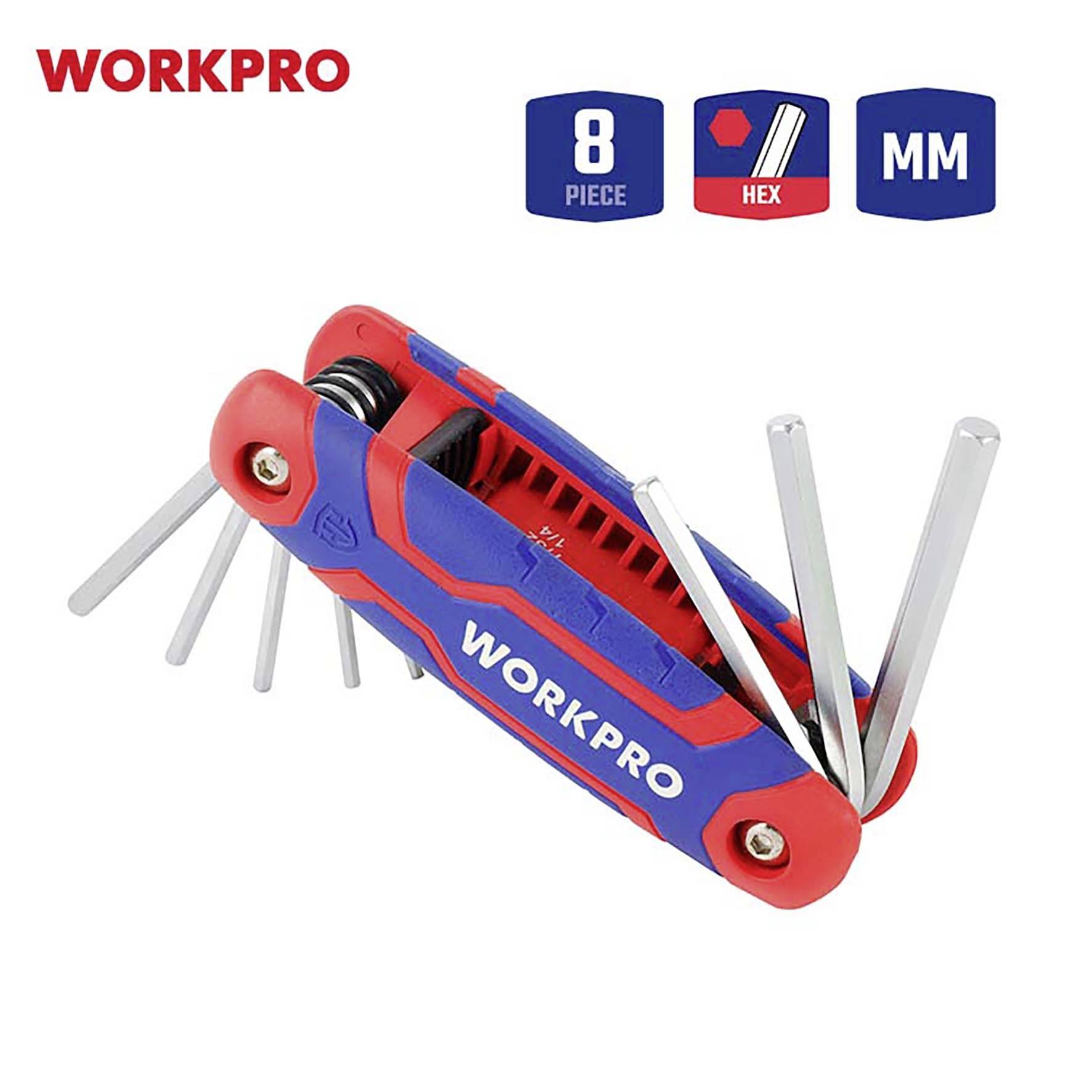 WorkPro Außen-Sechskant Sechskantschlüssel 1.5 mm, 2.0 mm, 2.5 mm, 3.0 mm, 4.0 mm, 5.0 mm, 6.0 mm, 8.0mm