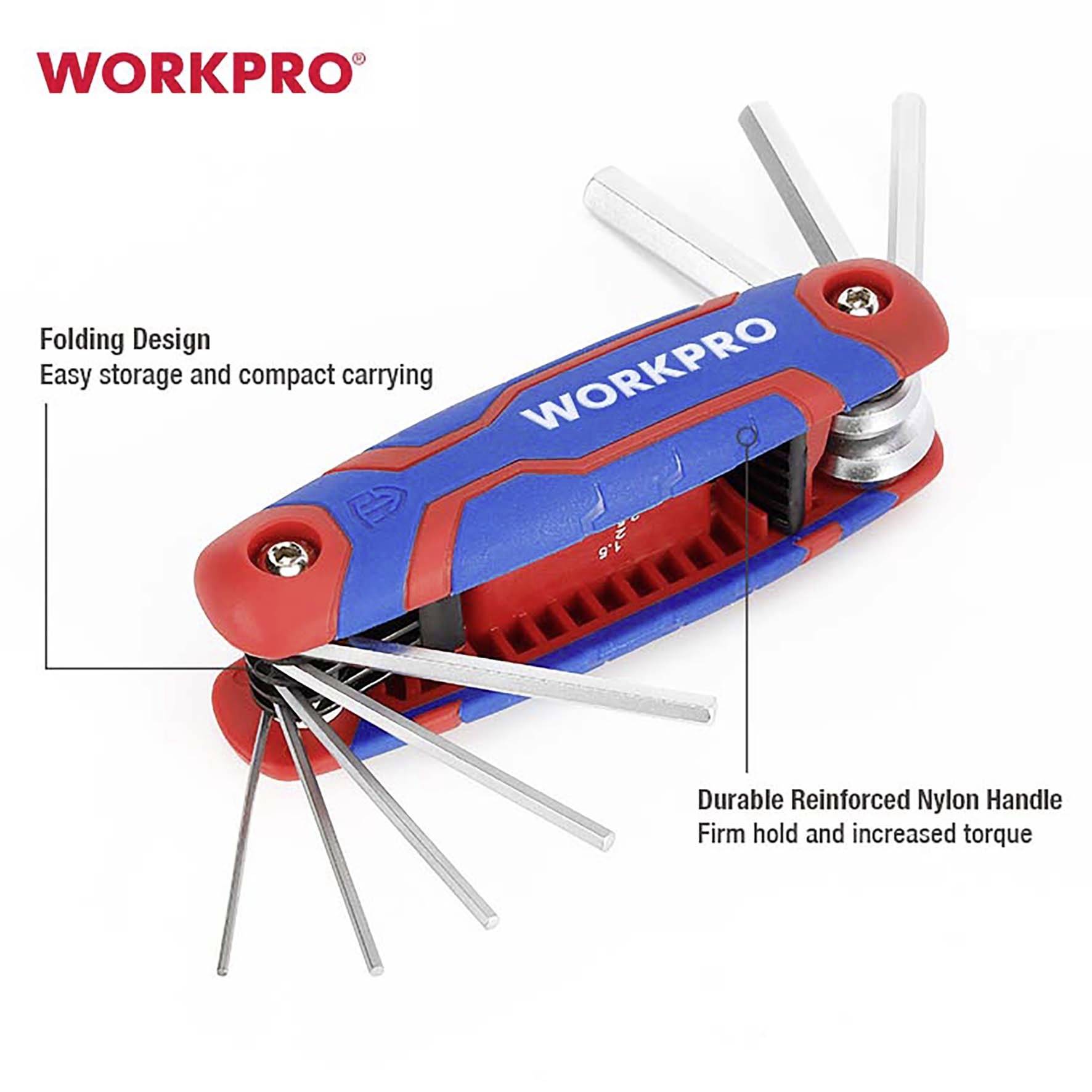 WorkPro Außen-Sechskant Sechskantschlüssel 1.5 mm, 2.0 mm, 2.5 mm, 3.0 mm, 4.0 mm, 5.0 mm, 6.0 mm, 8.0mm