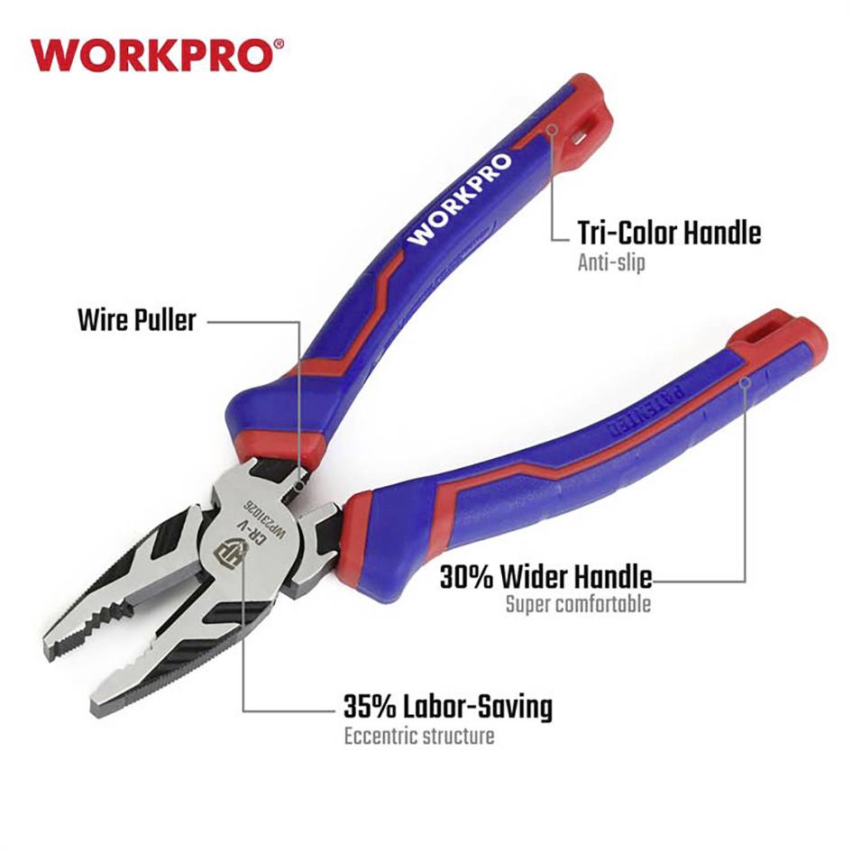 WorkPro WP231026 Elektronik- u. Feinmechanik Kombizange 200 mm