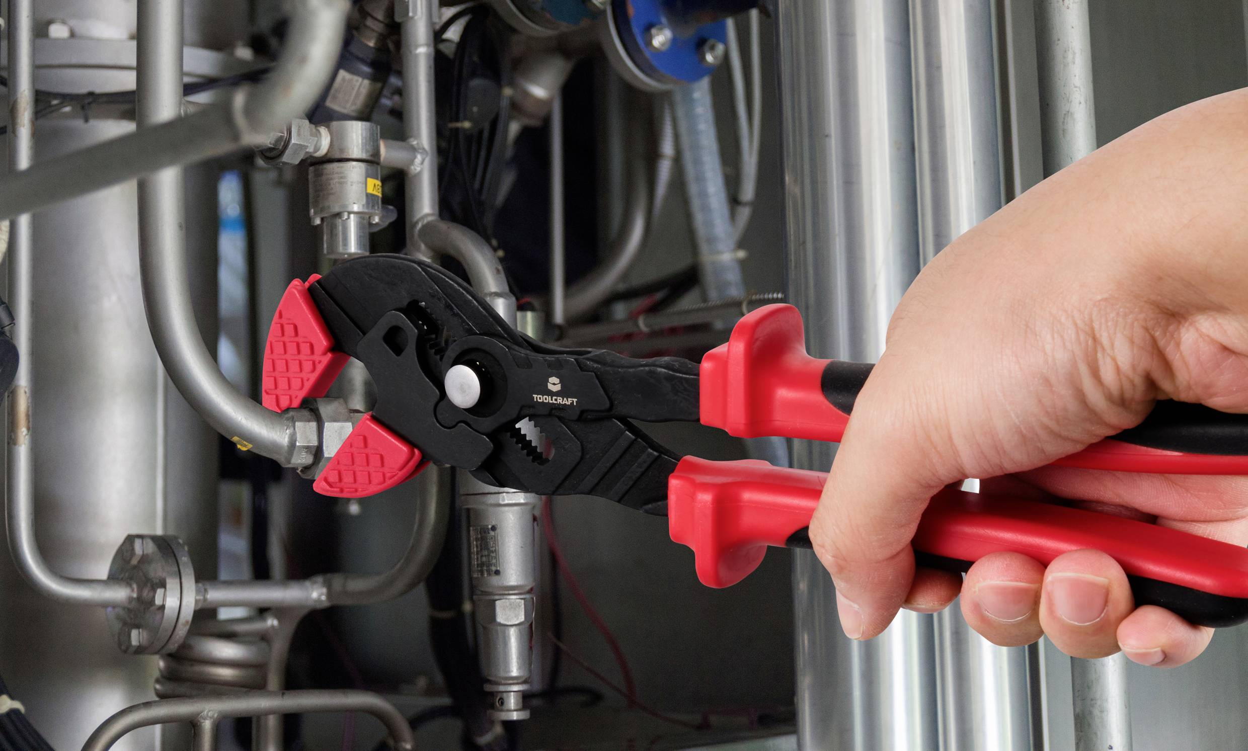 TOOLCRAFT TO-9616521 Greifzange mit glatten Greifbacken Schlüsselweite (metrisch) 44.6mm