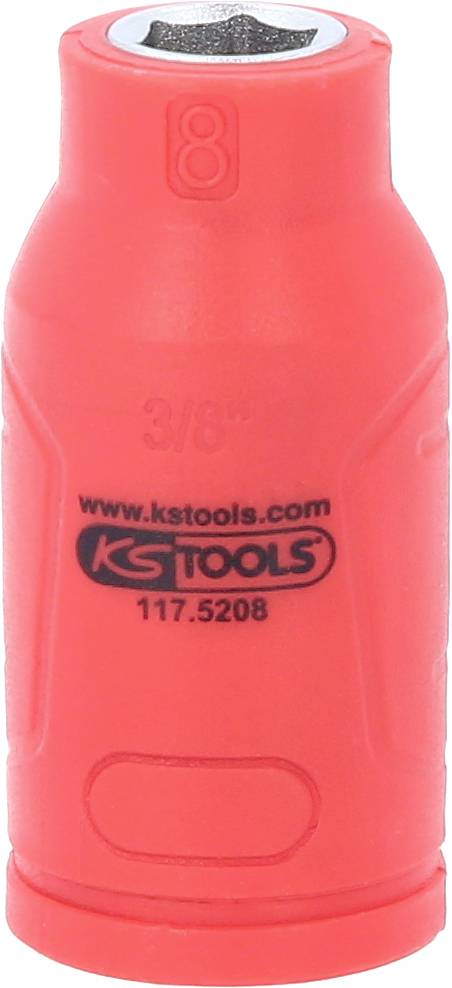 Roter Steckschlüssel mit 3/8-Zoll-Antrieb, KS Tools-Logo und Teilenummer 117.5208 sichtbar.