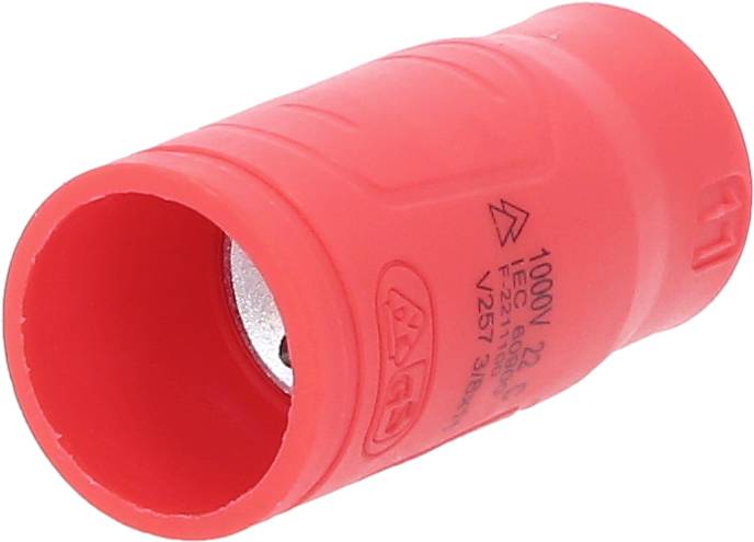 Roter Isolierschlauch, geeignet für Spannungen bis 1000V, mit Sicherheitskennzeichnungen.