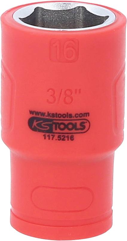 Roter Steckschlüsseleinsatz mit der Beschriftung '3/8