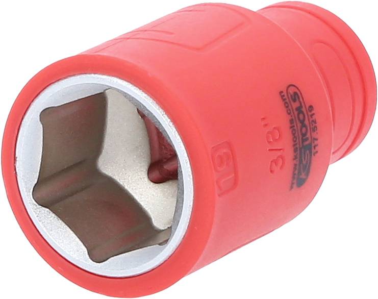 Roter Sechskantschlüssel mit Metallkopf, Größe 3/8 Zoll.