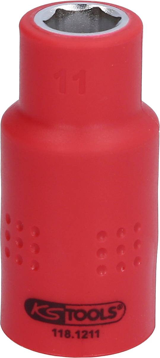 Ein rotes Steckschlüssel (Größe 11) mit der Aufschrift 'KS TOOLS 118.1211'.