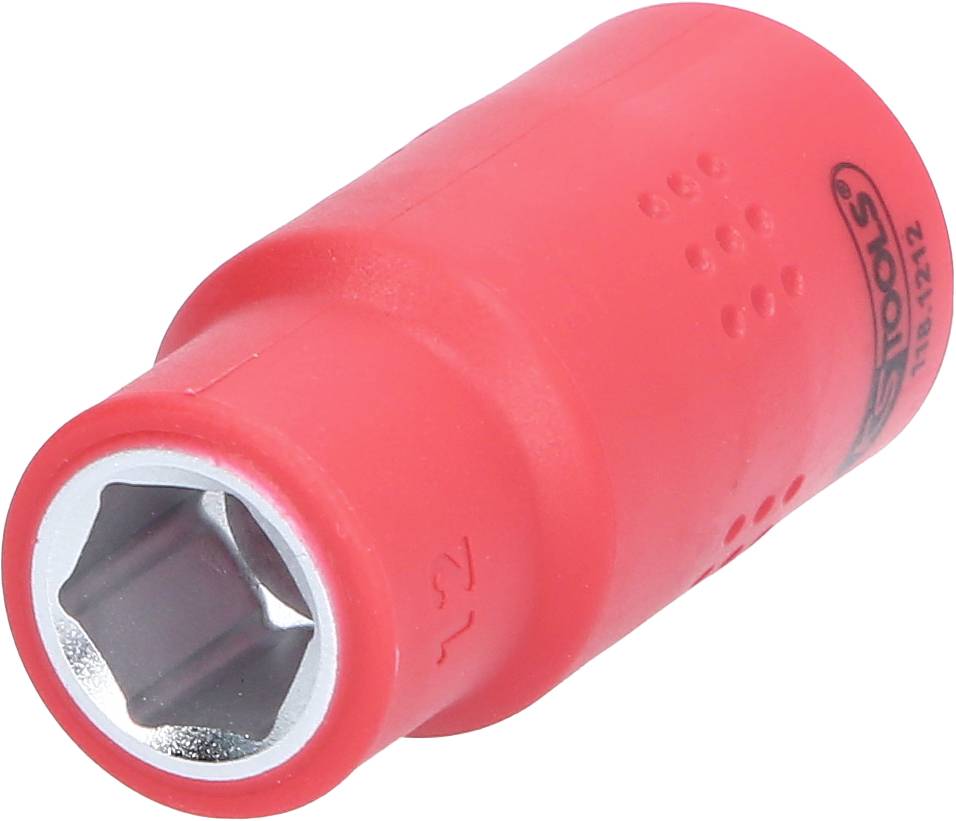 Roter Steckschlüssel mit sechseckiger Öffnung für Werkzeuge.