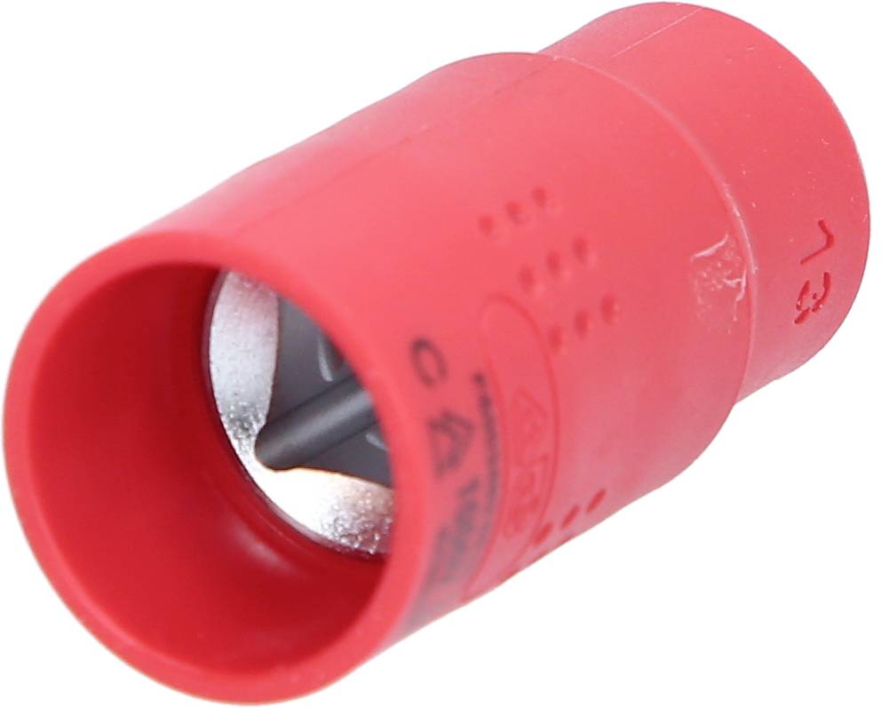 Roter PVC-Entgrater mit schrägen Kanten, verwendet zum Entfernen von scharfen Kanten an Rohren.