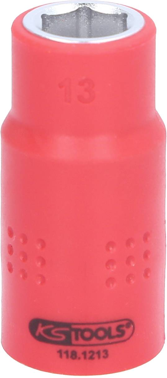 Roter Steckschlüsseleinsatz der Größe 13 mm von 'KS Tools'.