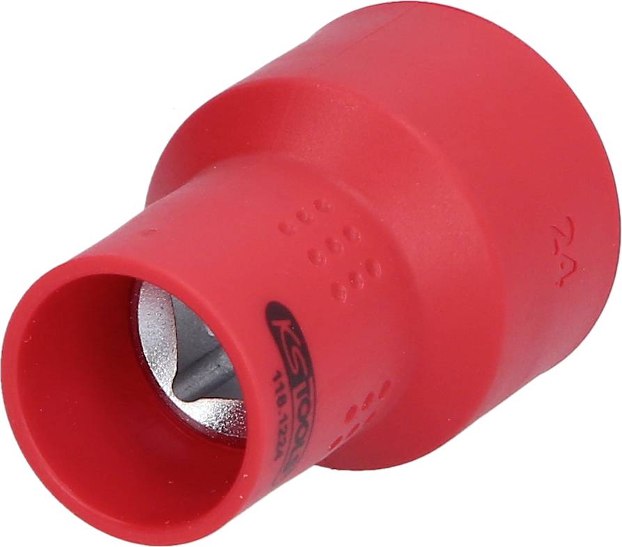 Roter Entgrater mit Metallklinge, verwendet zum Entfernen von Graten an Rohren oder Bohrungen.