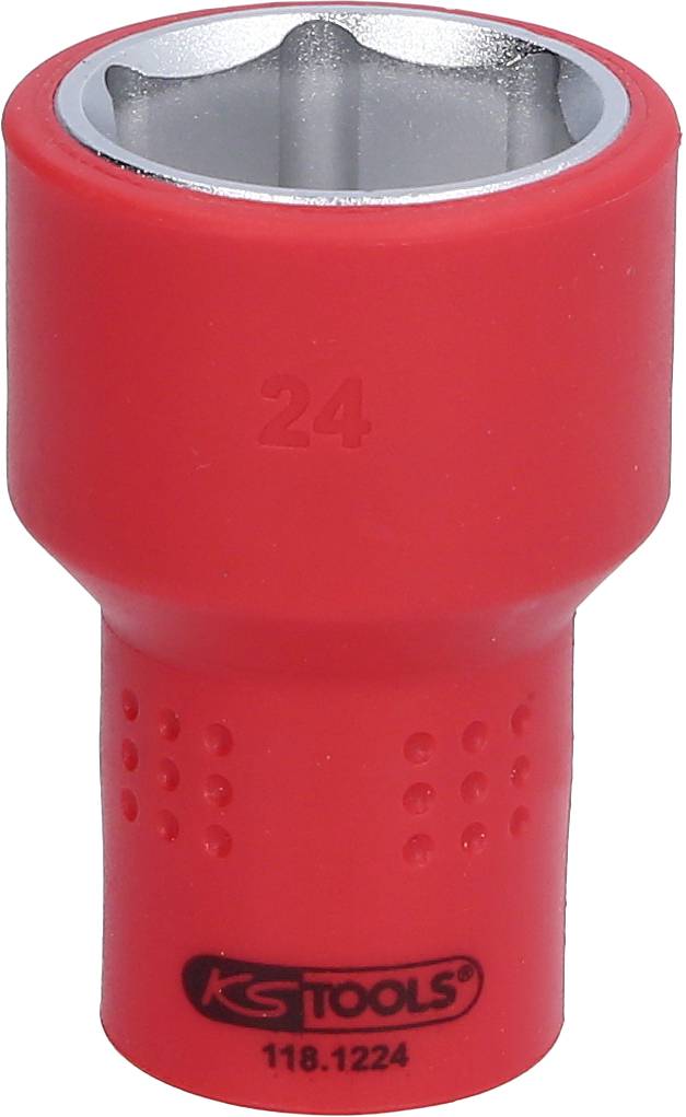 Rote Stecknuss mit der Aufschrift '24' und dem Logo 'KS TOOLS'.