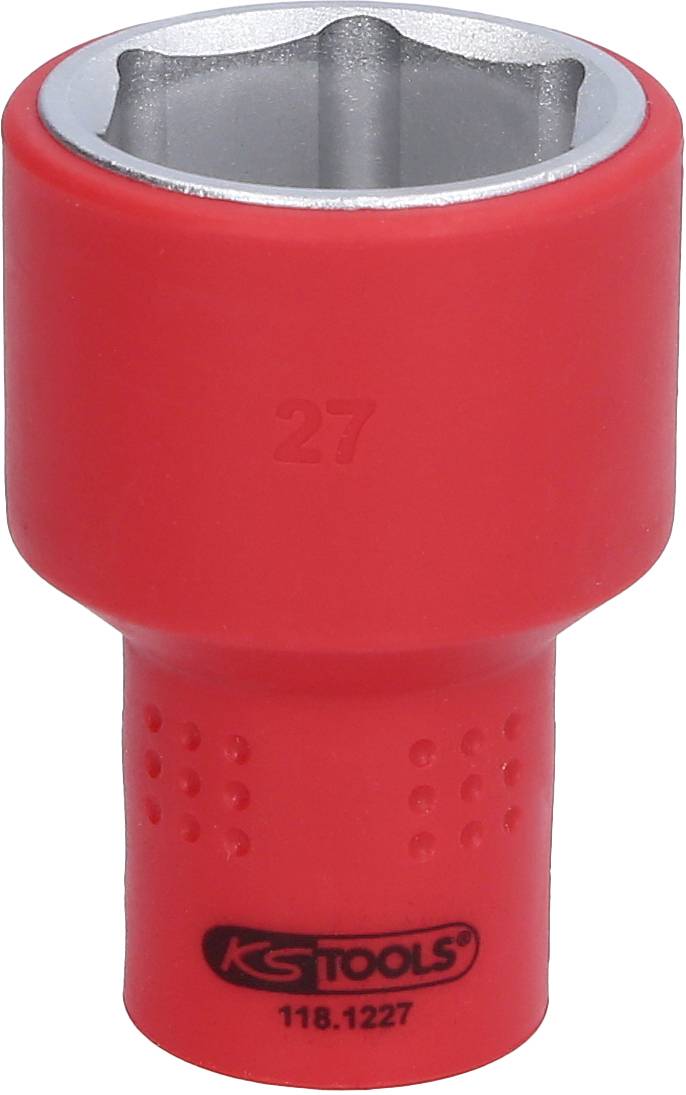 Roter Steckschlüssel mit der Nummer '27', Marke 'KS Tools'. Geeignet für mechanische Anwendungen.