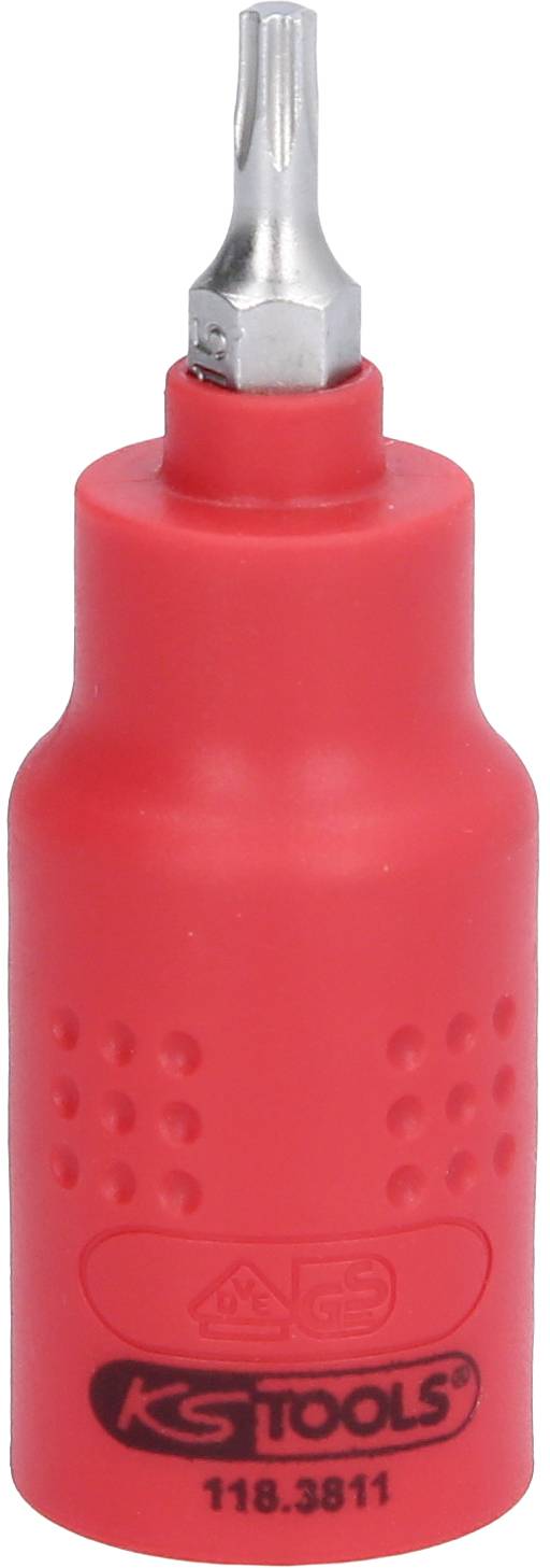 Roter Schraubendreher-Bit von KS Tools mit Sechskantantrieb, speziell für Torx-Schrauben, Modellnummer 118.3811.