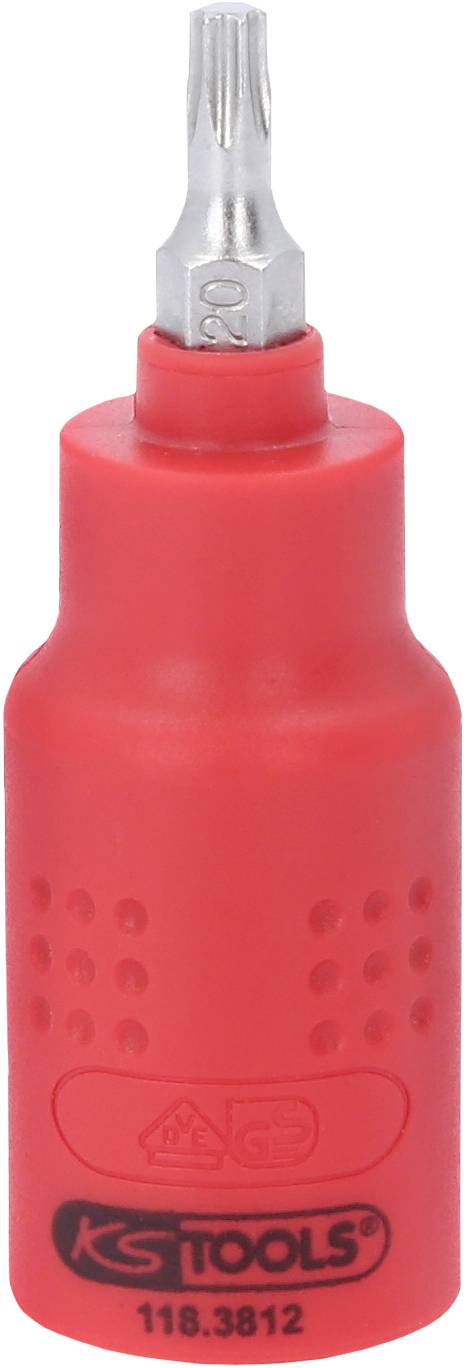 Ein roter Schraubendreher-Aufsatz von KS Tools mit einer speziellen Schraubenzieherklinge.