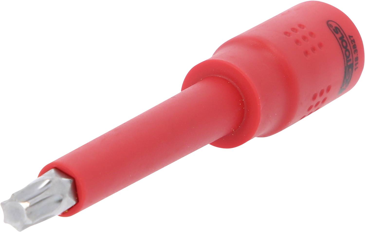 Roter Schraubendrehereinsatz mit Kreuzschlitzkopf. Geeignet zum manuellen oder elektrischen Schrauben.