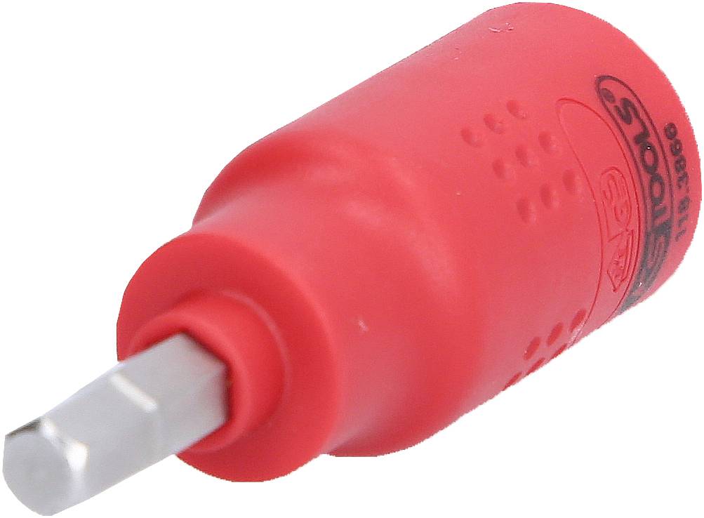 Roter Sechskantschlüssel mit ergonomischem Griff, geeignet für manuelles Drehen von Schrauben. Geeignet für Heimwerker- und Profiarbeiten.