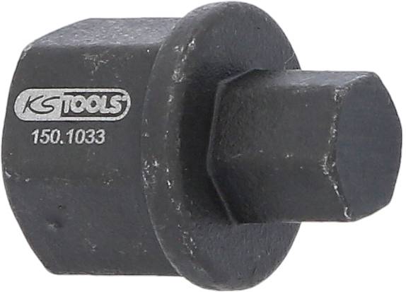 Ein schwarzer Werkzeugadapter mit der Aufschrift 'KS Tools 150.1033', zylindrische Form mit sechskantiger Öffnung.