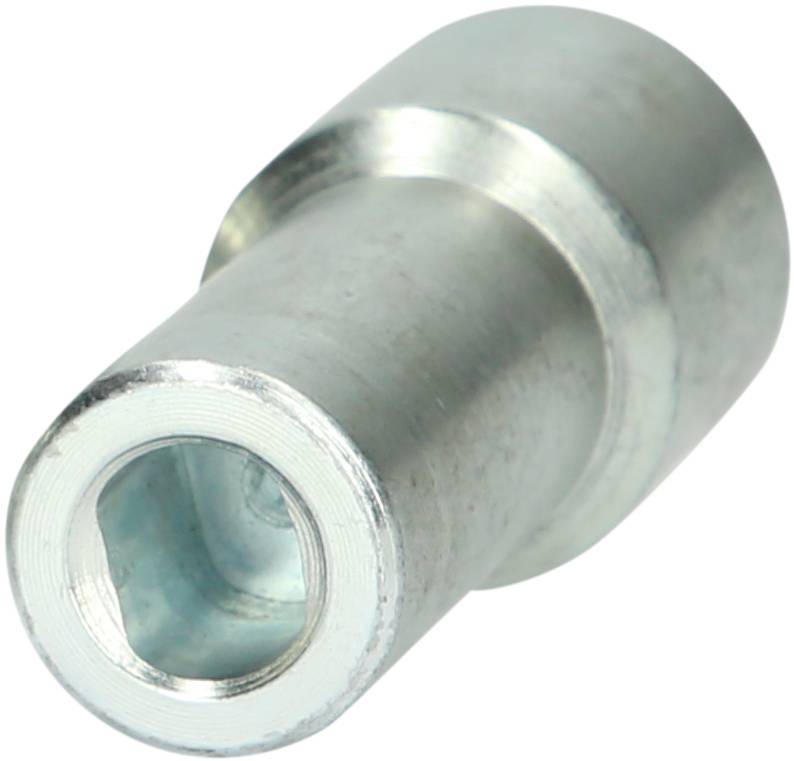 Metallzylinder mit einem Loch in der Mitte, möglicherweise ein mechanisches Bauteil oder Adapter.