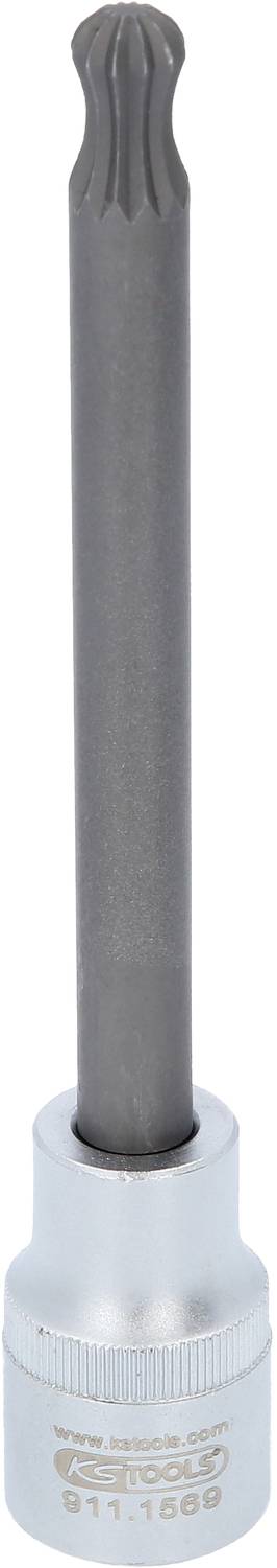 Langer Torx-Schraubendreher-Einsatz mit geriffeltem Schaft und sechskantiger Basis, geeignet für Arbeiten an motorisierten Fahrzeugen.