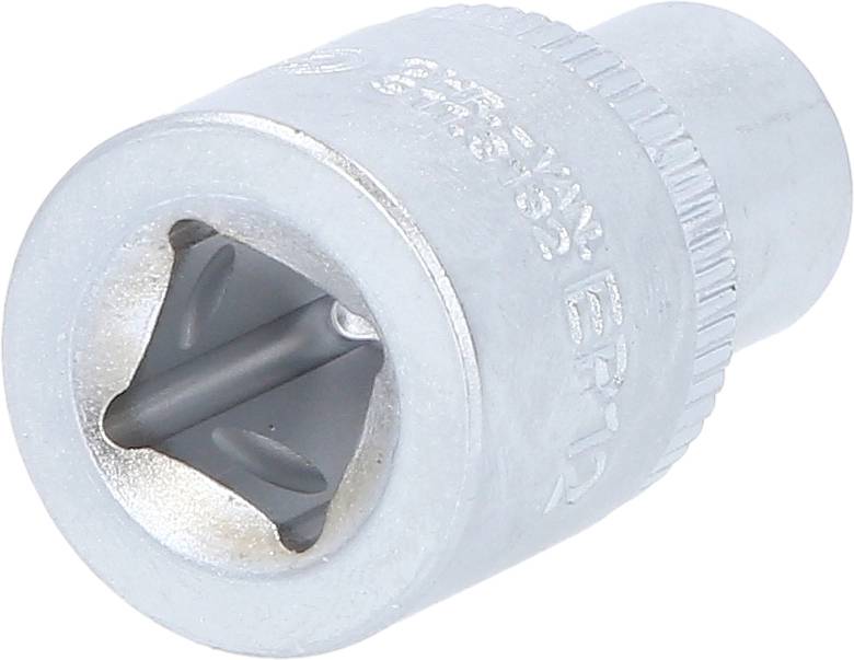 Metallstecknuss mit Vierkantaufnahme, verwendet zum Befestigen oder Lösen von Schrauben.