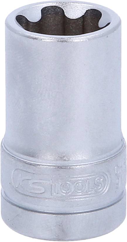 Steckschlüsseleinsatz aus Metall, glänzend, zylindrische Form, für Ratschen und Schrauber geeignet. Geeignet für Werkstattarbeiten.