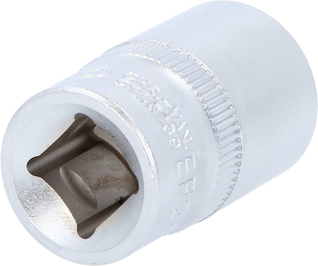 Stecknuss mit Vierkant-Antrieb, silberfarben, Standardgröße, aus Metall für Schraubarbeiten.
