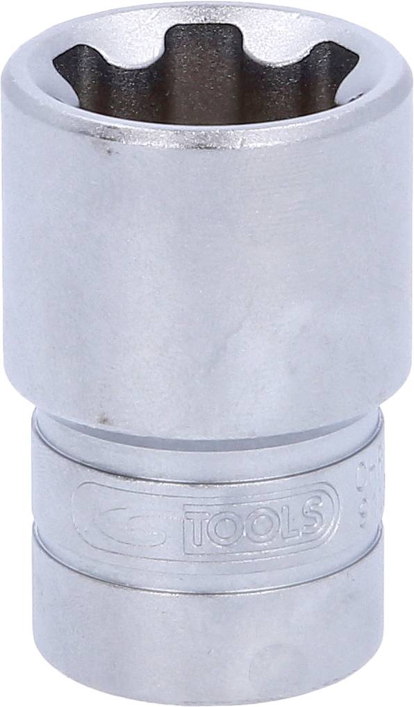 Metallische Stecknuss mit zwölfkantigem Innenprofil, graviertem 'KS TOOLS' Logo.