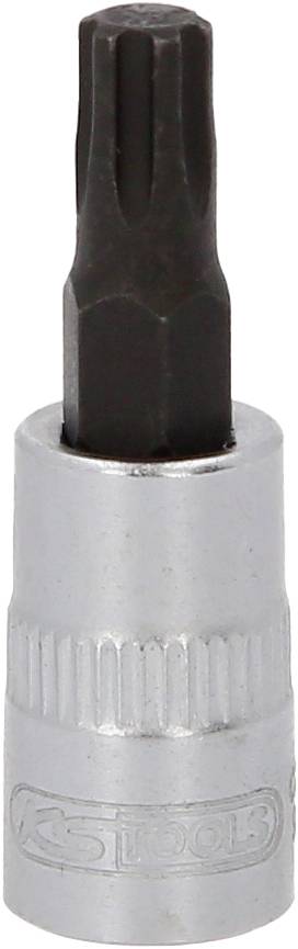 Torx-Bit-Aufsatz, schwarz, mit silberner Halterung, geeignet für Schraubarbeiten.