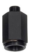 Schwarzer Sechskant-Adapter mit Gewinde, vermutlich aus Metall, zur Verbindung von zwei Rohren oder Schläuchen.