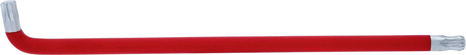 Roter L-förmiger Winkelstift mit silbernen Enden, oft als Schreibhilfe oder Markierungswerkzeug verwendet.