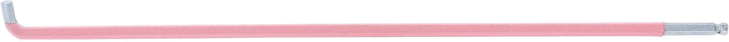 Ein pinker Inbusschlüssel mit silberfarbenen Enden liegt horizontal.