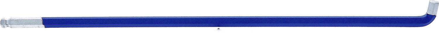 Blauer Eishockeyschläger mit Metallkappe am Ende liegt waagerecht.