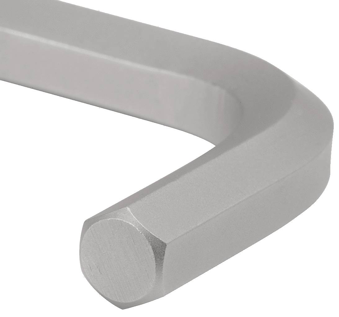 Inbus-Schlüssel in L-Form, silberfarben.